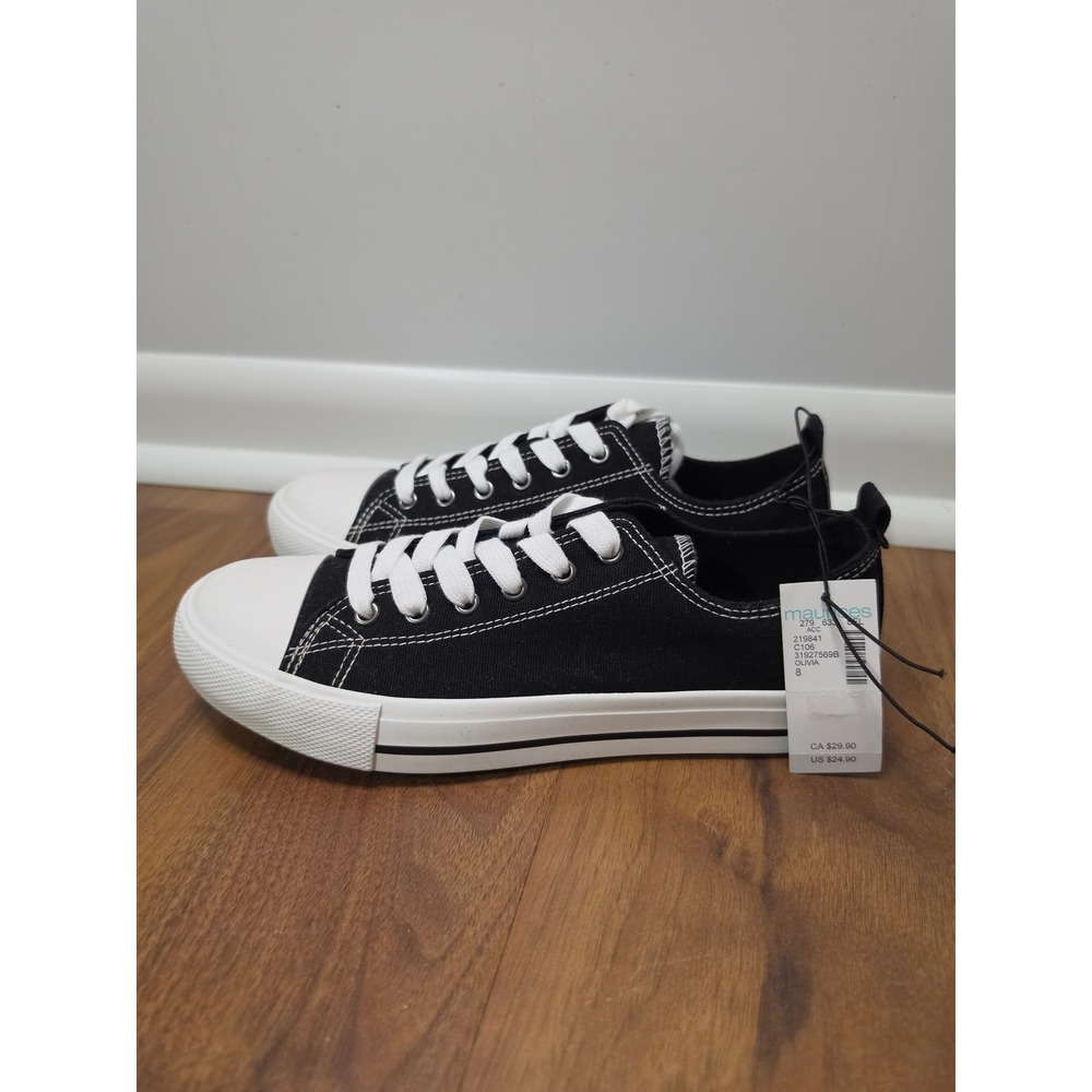 NWT Maurices Olivia Sneakers Size 8 Black Canvas Low Top Lace Up Shoes